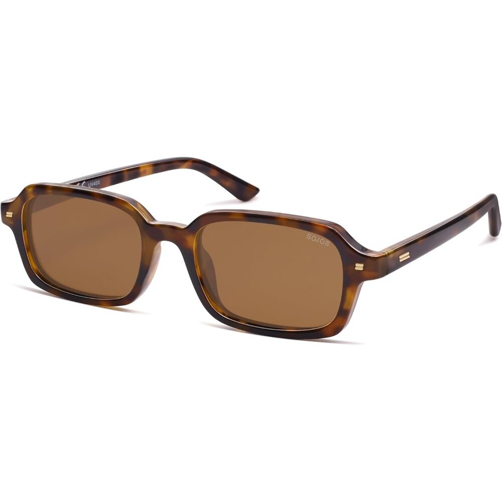 Lightweight Brown Tortoise Rectangle Sunglasses -… - image 1